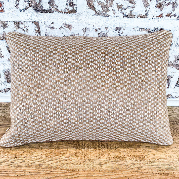 Tan & Cream Jute Check Pillow KK