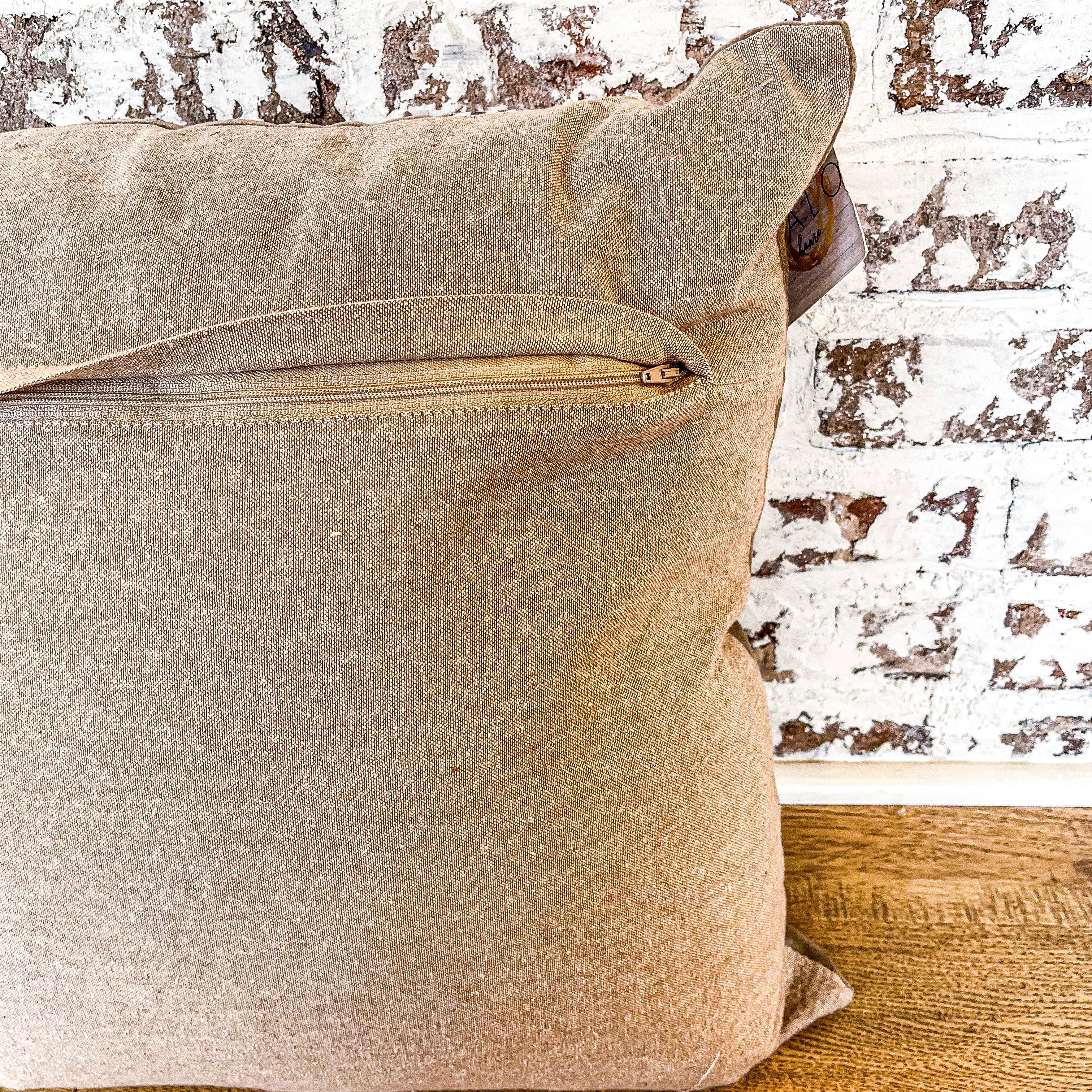 SQUARE LEOPARD TRIM PILLOW