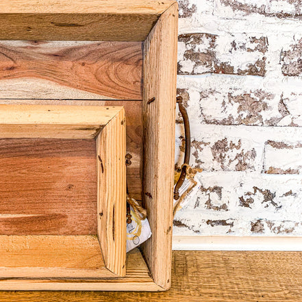 Tray Reclaimed Wood With Handles Large
