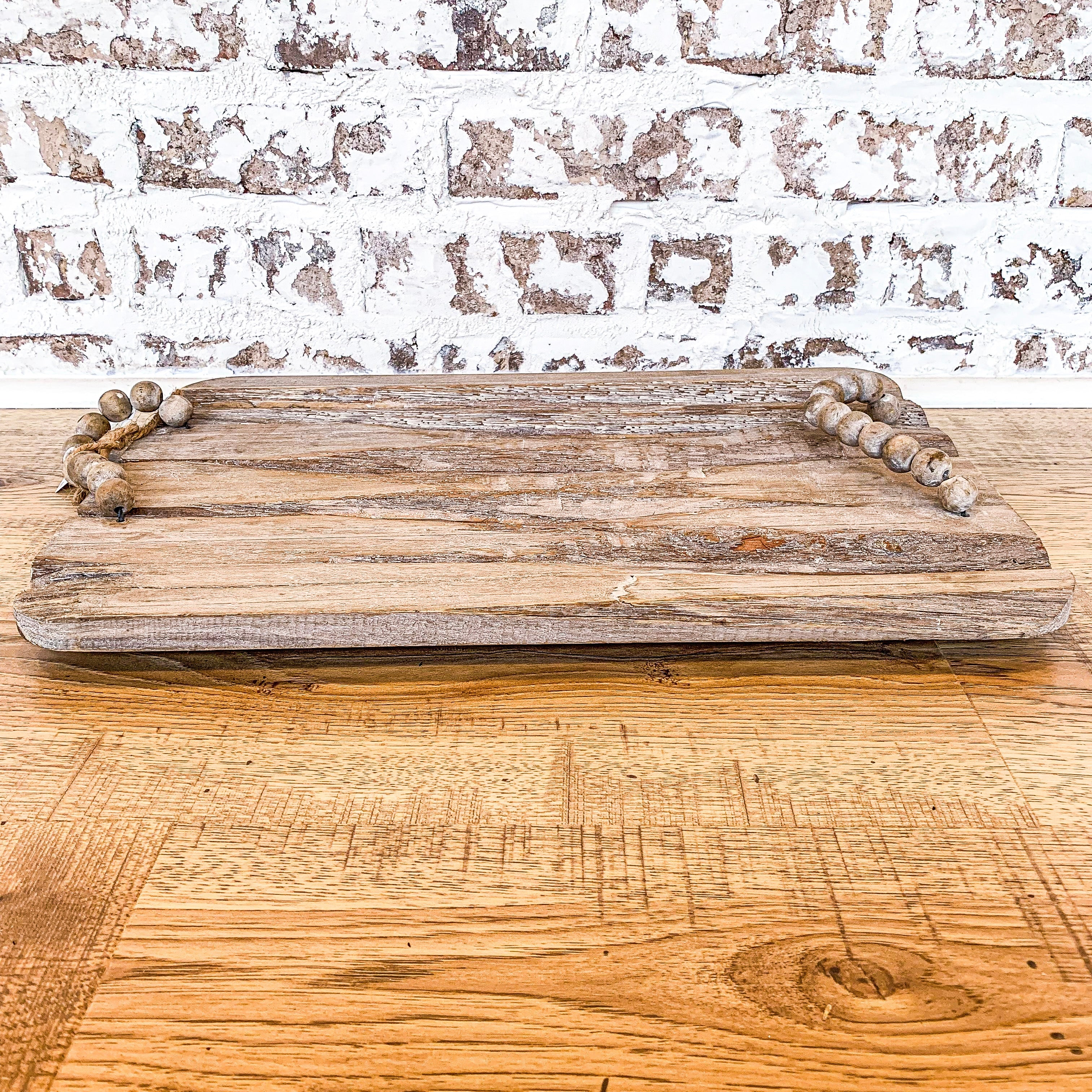 Tray Wood w/ Bead Handles 19” RH