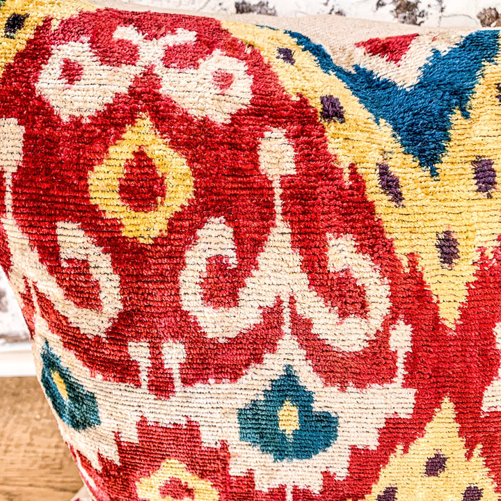 Velvet Multicolor Pattern Pillow DG