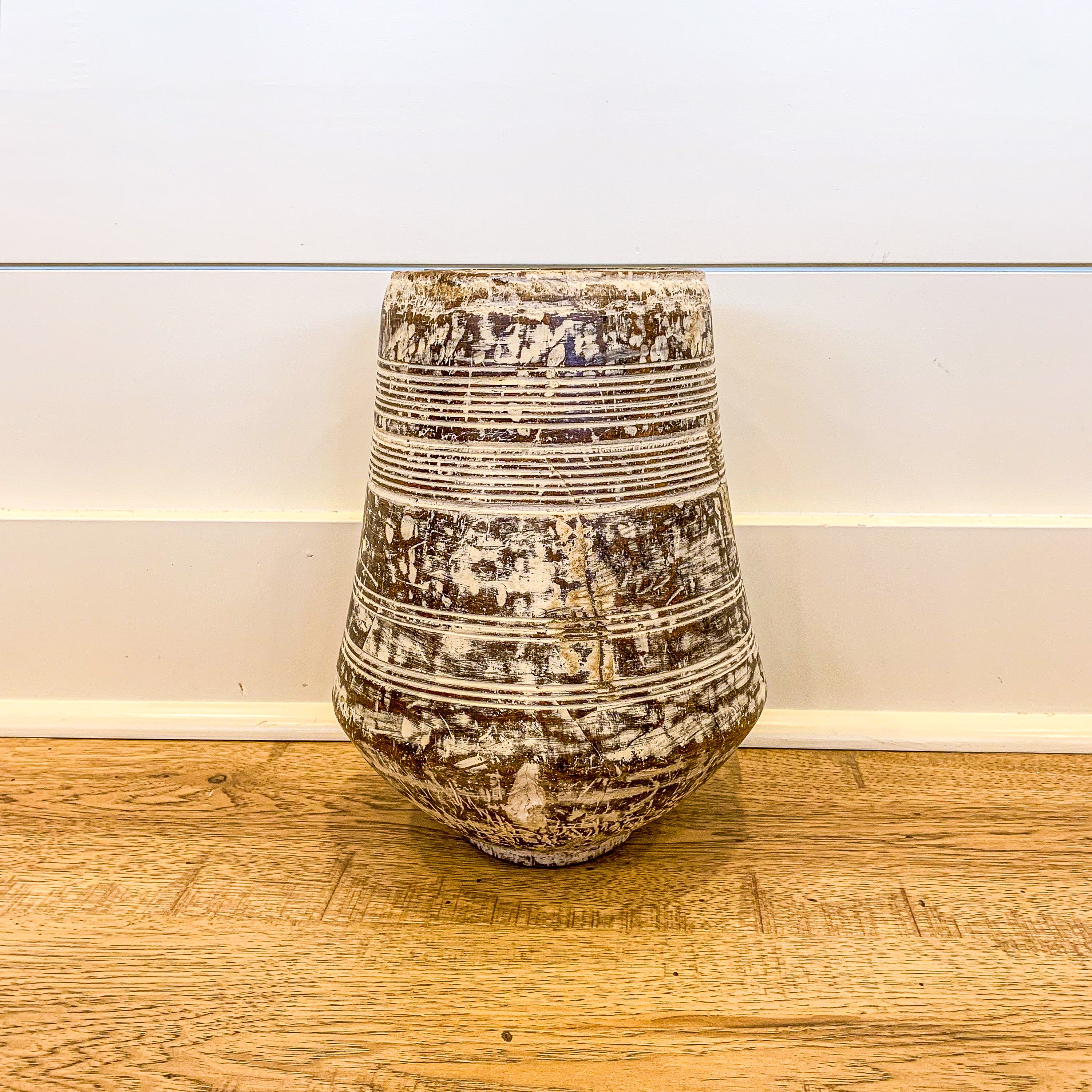 Whitewash Wood Carved Vases GO