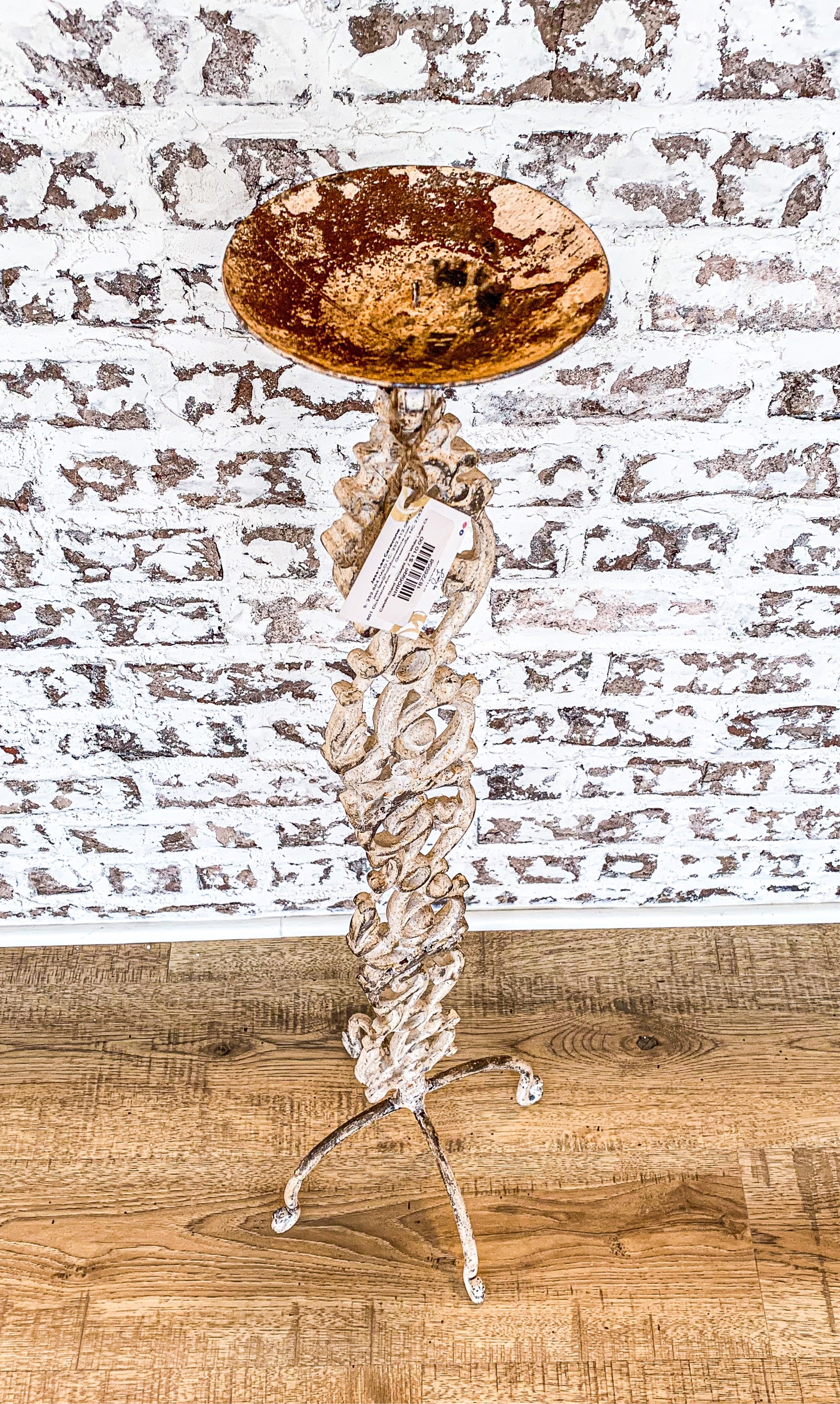 Wrought Iron White Large Candleholder CL