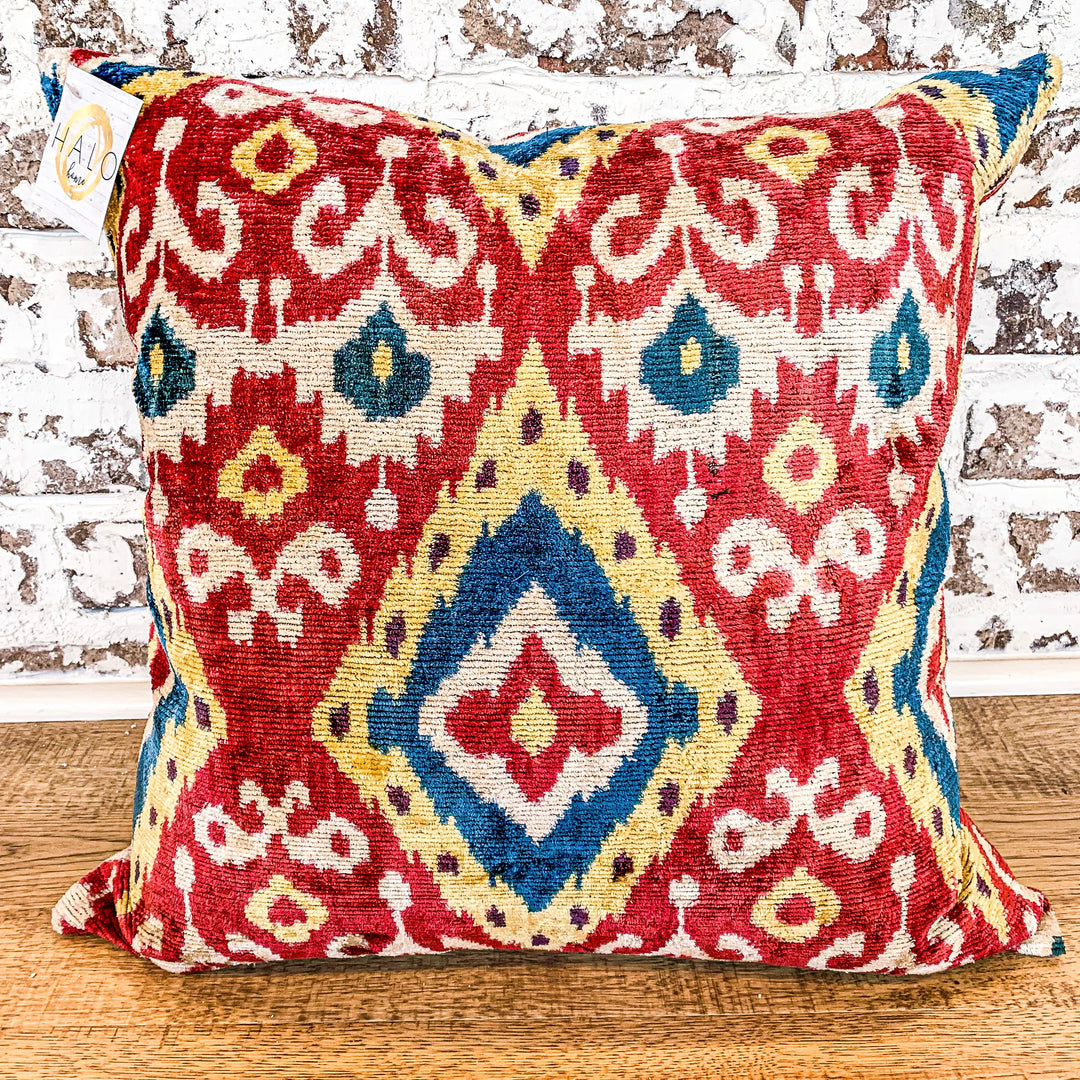 Velvet Multicolor Pattern Pillow DG