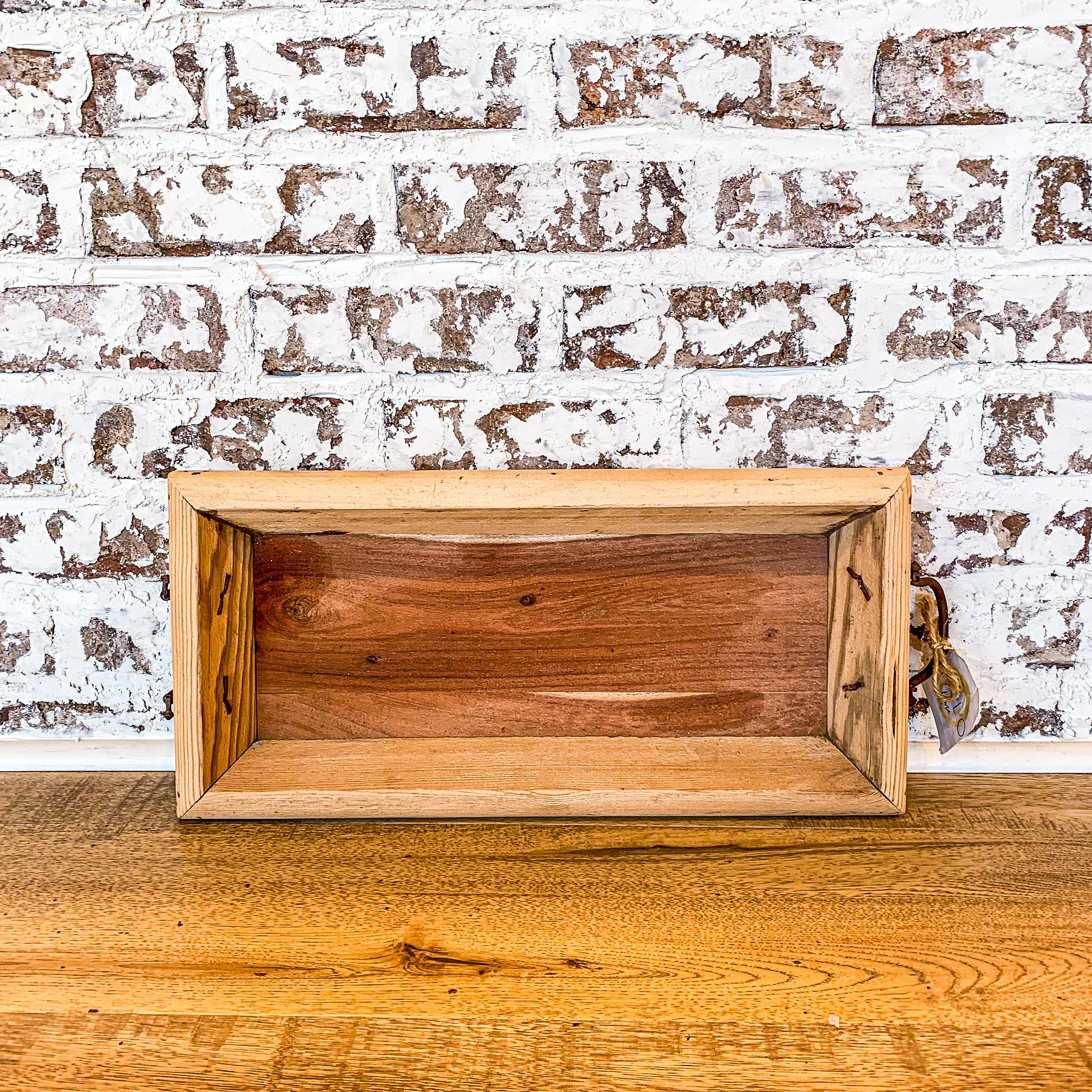Tray Reclaimed Wood With Handles Small