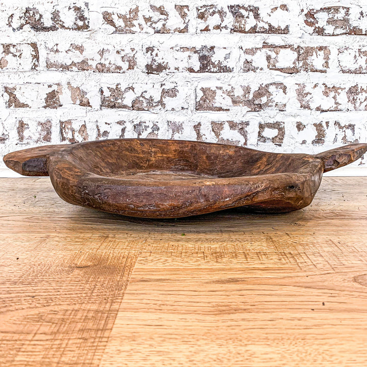 Wood Round Bowls w/ Duck Handles