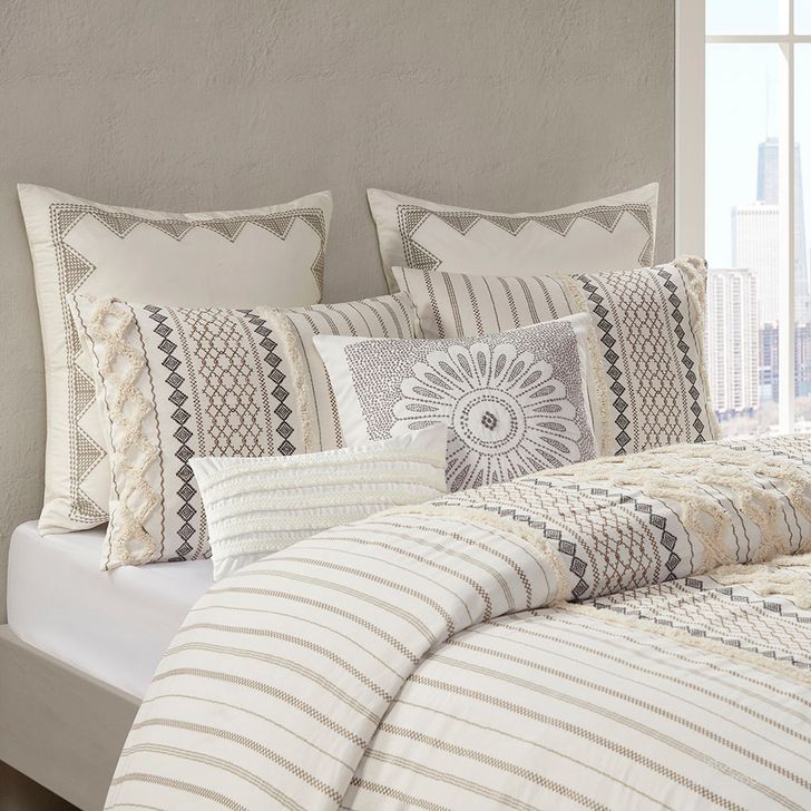 Bedding-Imani Cotton Printed Comforter Set w/ Chenille