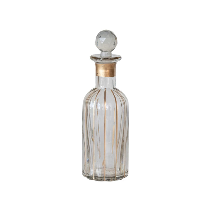Blown Glass Decanter w/ Hand-Painted Gold Details