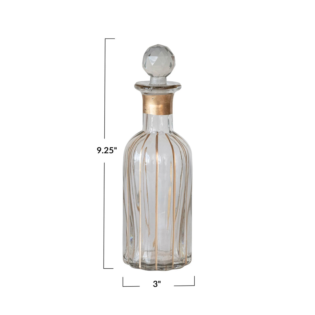 Blown Glass Decanter w/ Hand-Painted Gold Details