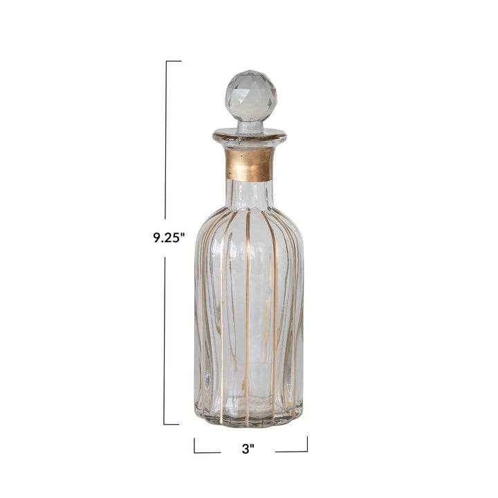 Blown Glass Decanter w/ Hand-Painted Gold Details