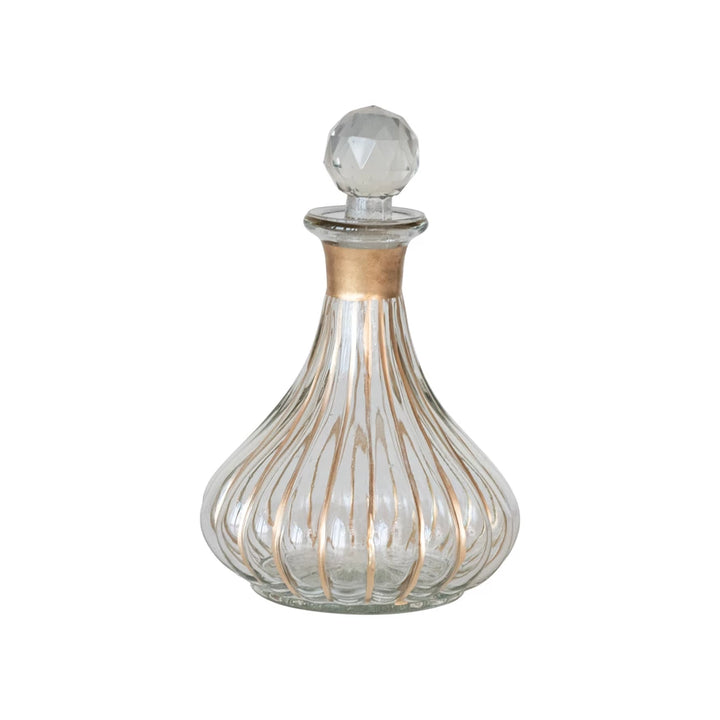 Blown Glass Decanter w/ Hand-Painted Gold Details