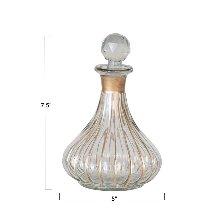 Blown Glass Decanter w/ Hand-Painted Gold Details