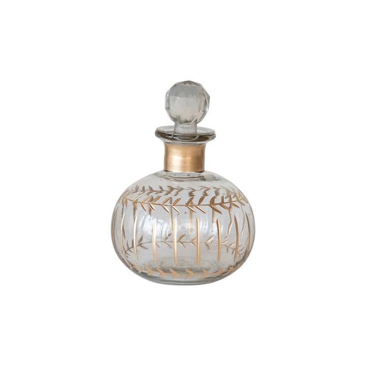 Blown Glass Decanter w/ Hand-Painted Gold Details
