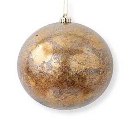 8" Glittered Copper Round Leaf Shattered Ornament