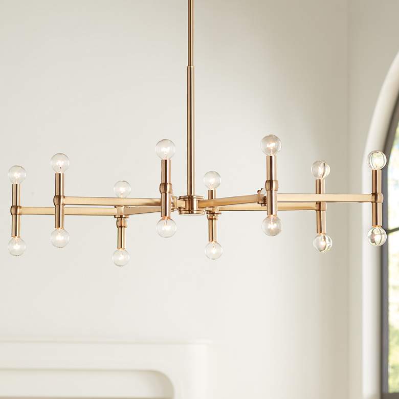 Chandelier Possini Euro Marya 37" Wide Satin Brass 16-Light Modern