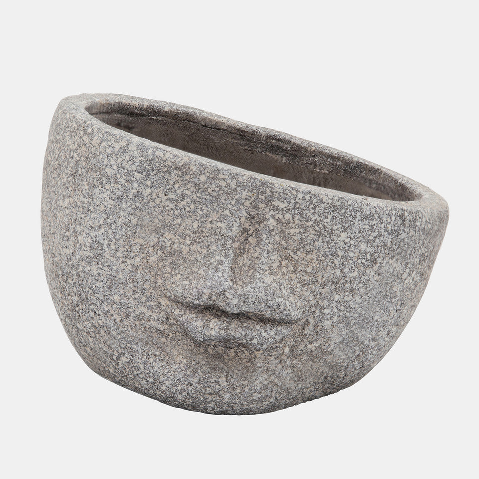 Half Face Planter, Gray 8''