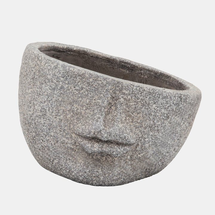 Half Face Planter, Gray 8''