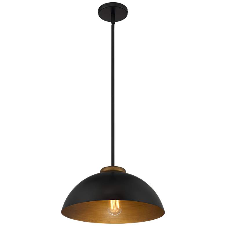 Pendant Janie 15 1/2" Wide Black and Gold Dome Light