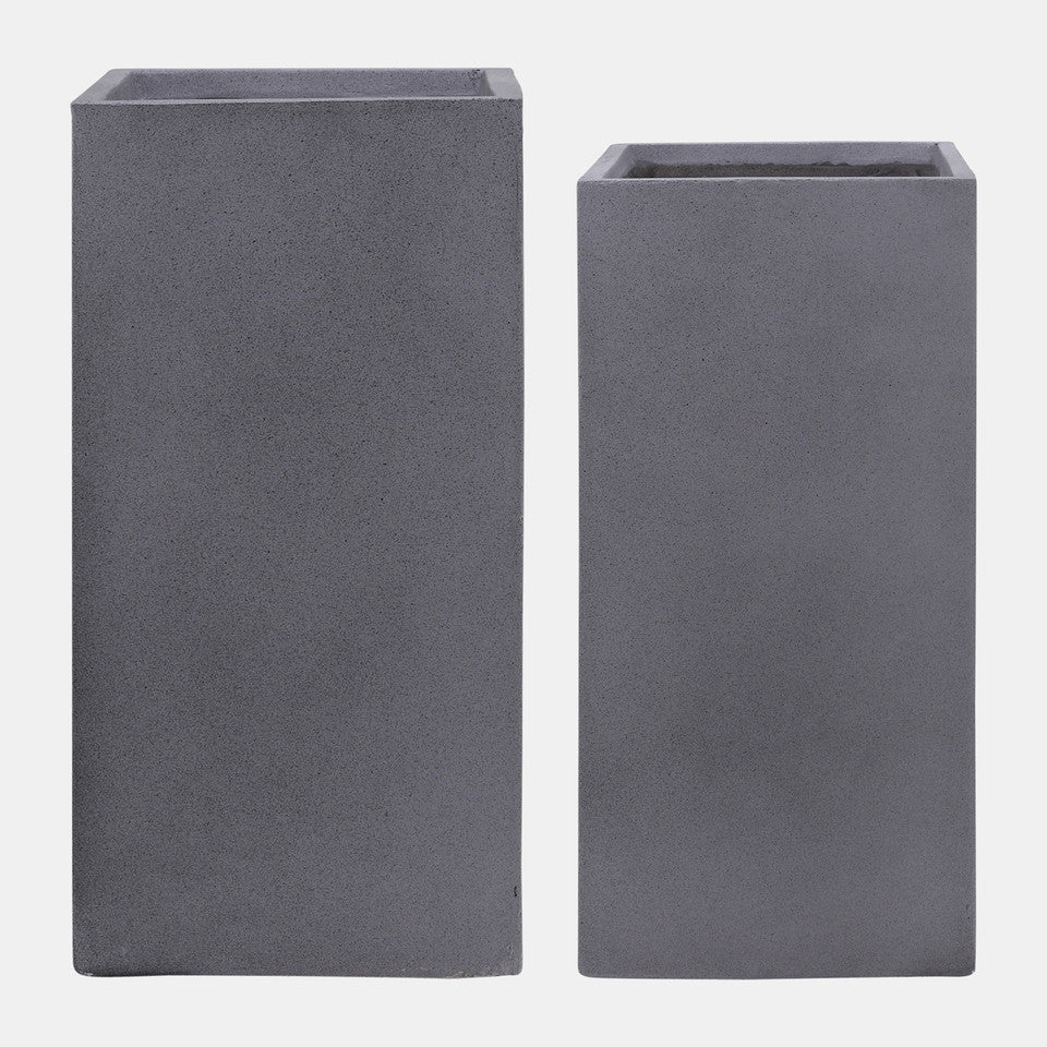 Square Nested Planters, Gray