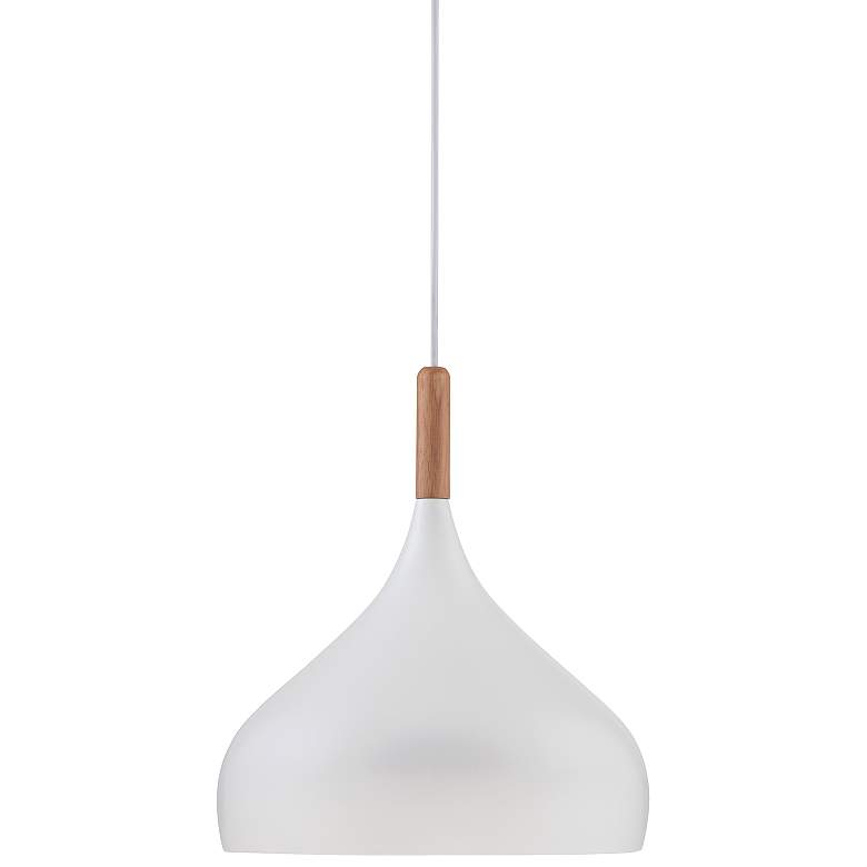 Pendant Felton White Aluminum and Wood 13" Wide Mini