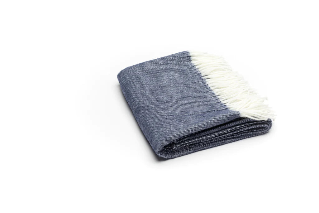 Throw Blanket-Fringed Herringbone