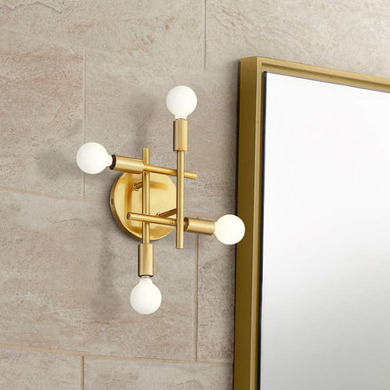 Sconce Gansett 10 1/4" High Warm Antique Brass 4-Light Wall