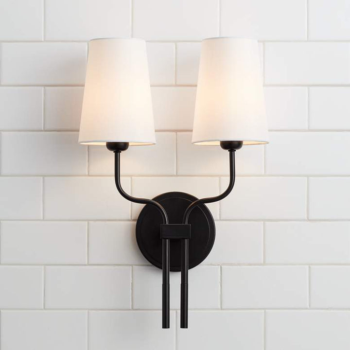 Sconce Melody 19 1/2" High Black Metal 2-Light Wall