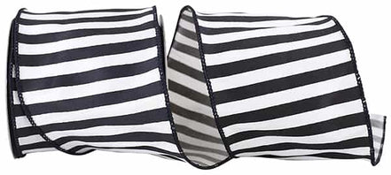 Ribbon Cabana Stripe Silk Black 4" x 10yards