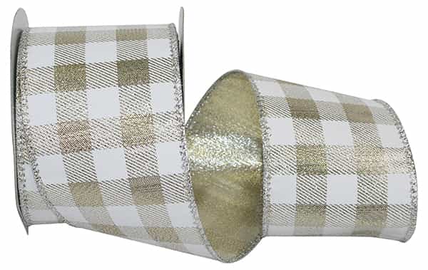 Ribbon Gingham Metallix Jumbo White/platinum
