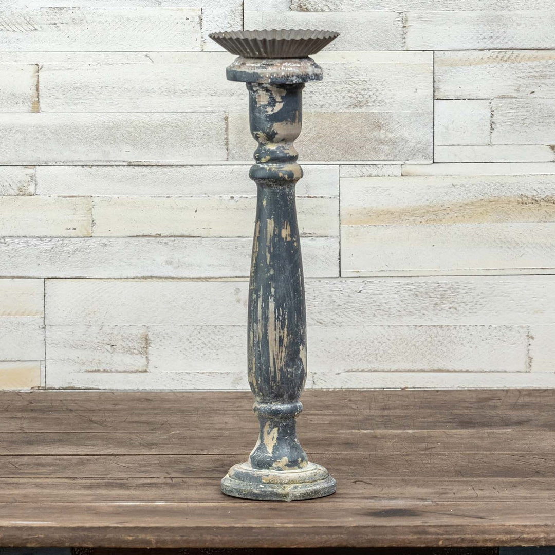 Metal Cup Dark Grey Candleholder 16.5"