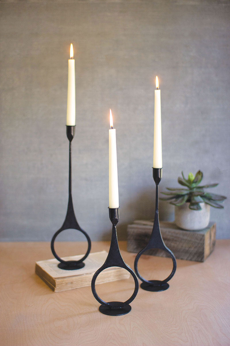 Candle Holder Cast Iron Taper & Ring Detail