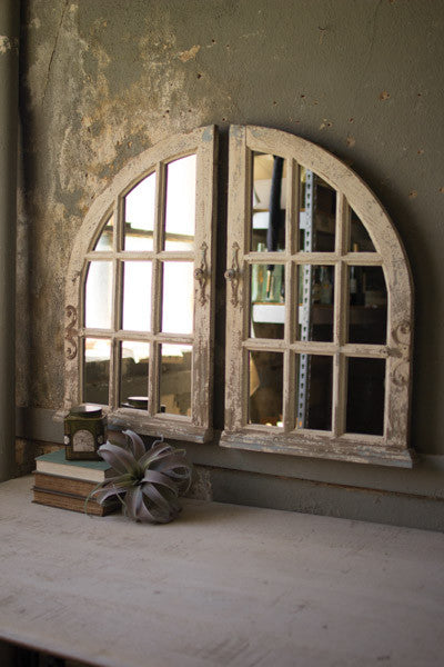 Mirror Arched Wood Windows