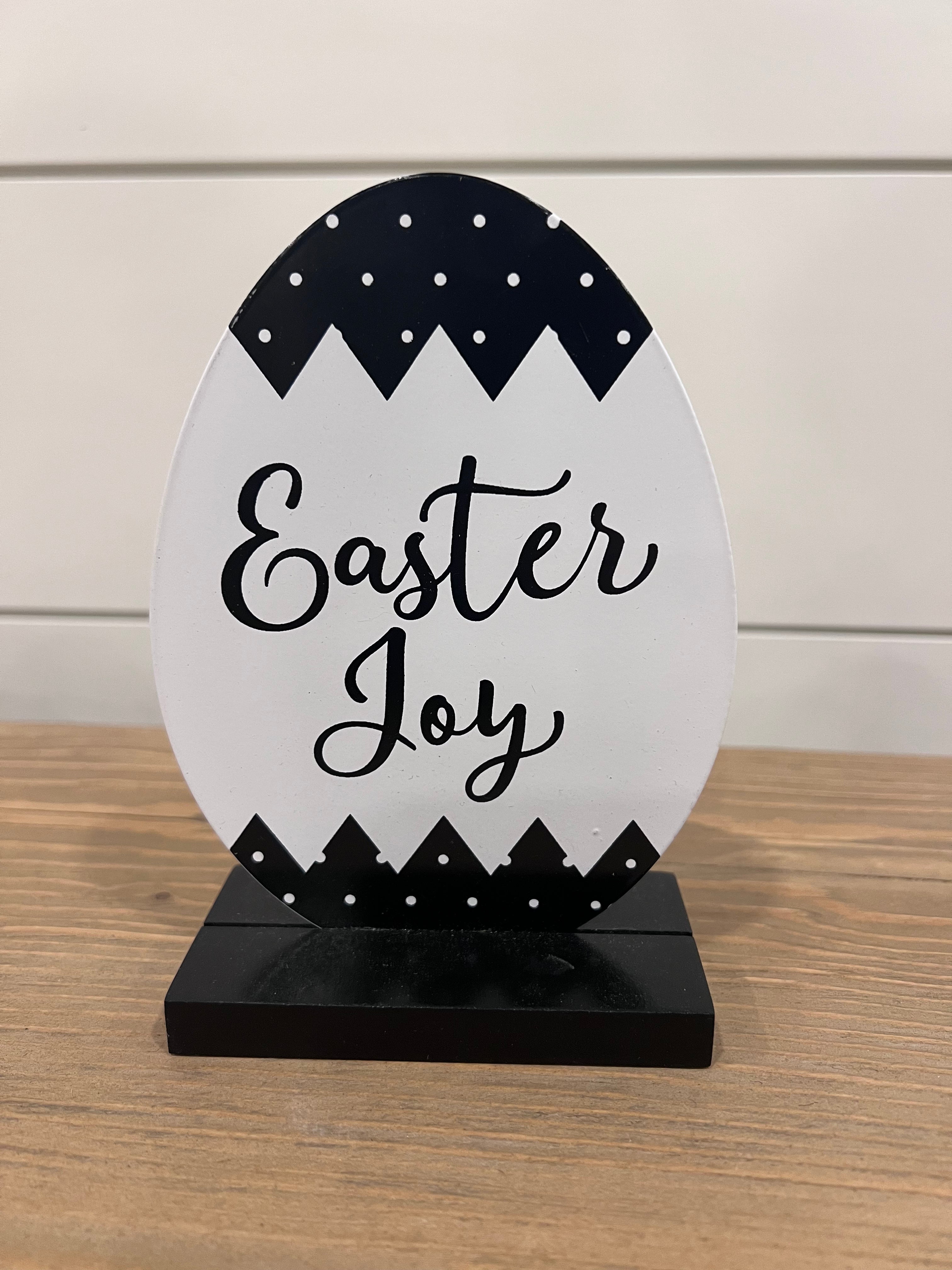 Assorted Black & White Enameled Easter Egg Cutout Tabletop Signs