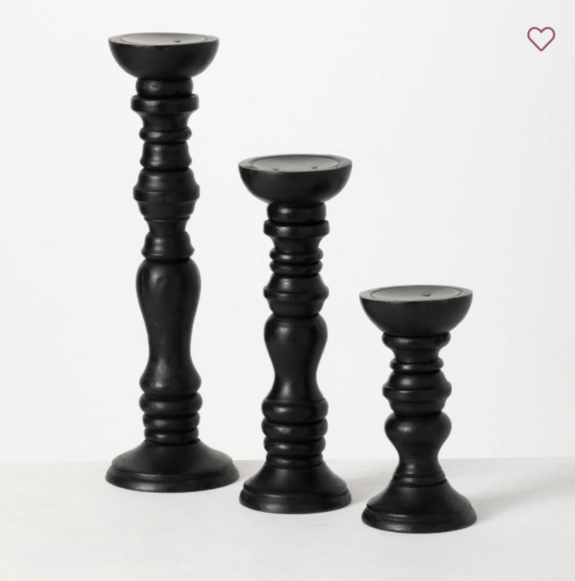Candle Holder Pillar Black