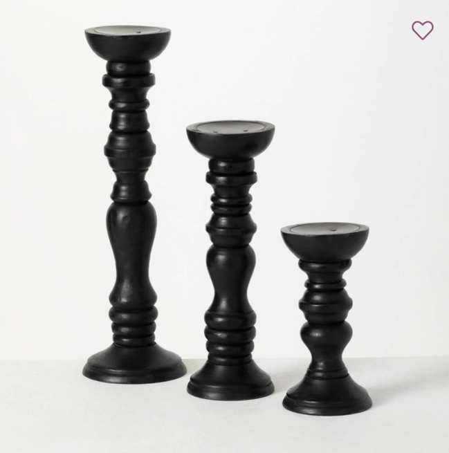Candle Holder Pillar Black