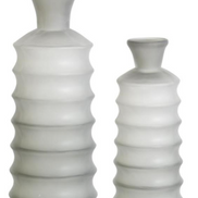 Gray Ribbed Handblown Glass Vases