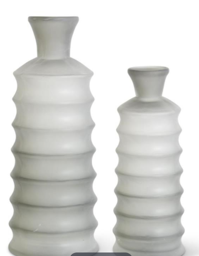 Gray Ribbed Handblown Glass Vases