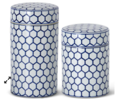 Blue & White Dot Lidded Container