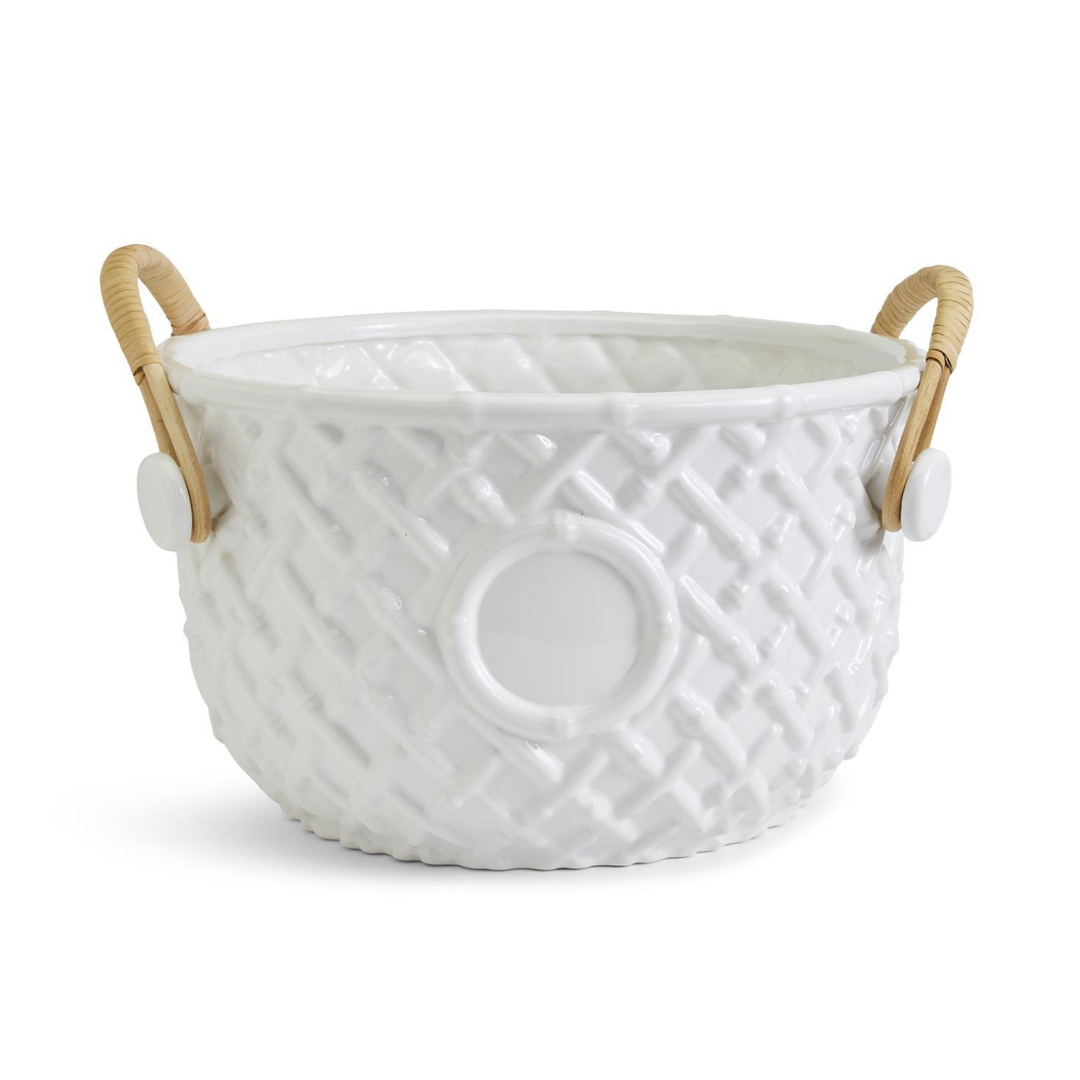 Hampton Faux Bamboo Fretwork Party Bucket with Bamboo Handles Large