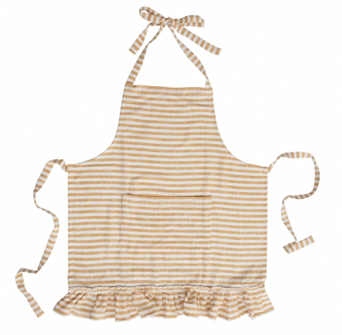 Striped Apron w/ Ruffle, Yellow