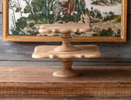 Square Wooden Cake Plate