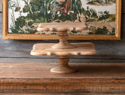 Square Wooden Cake Plate