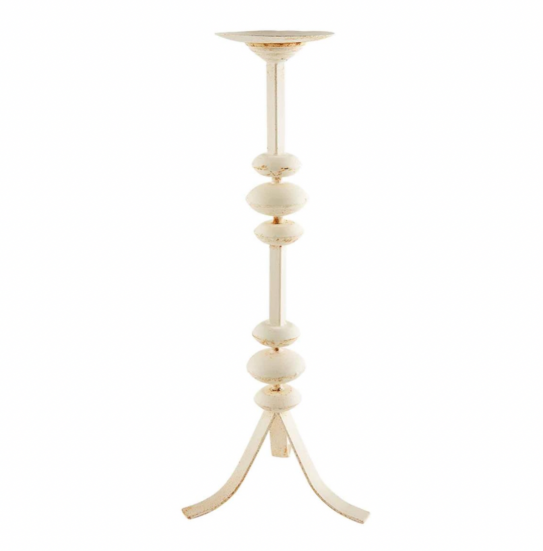 WHITE DISTRESS METAL CANDLESTICK