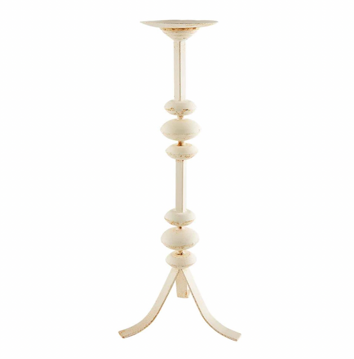 WHITE DISTRESS METAL CANDLESTICK