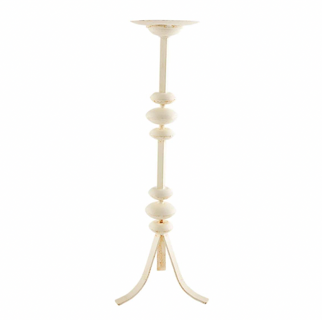 WHITE DISTRESS METAL CANDLESTICK