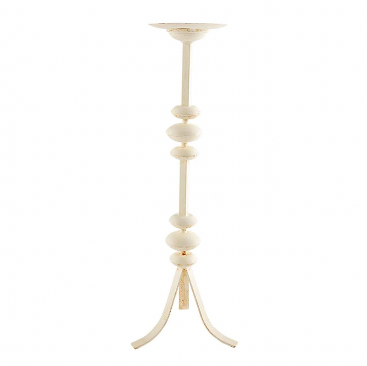WHITE DISTRESS METAL CANDLESTICK
