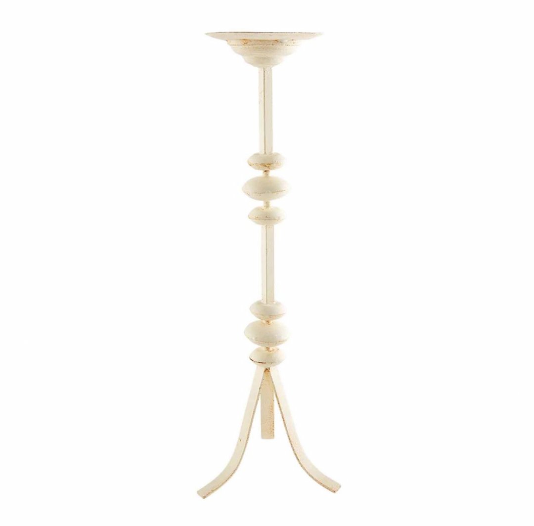 WHITE DISTRESS METAL CANDLESTICK
