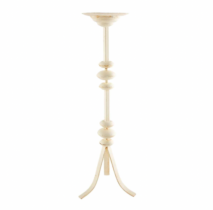 WHITE DISTRESS METAL CANDLESTICK
