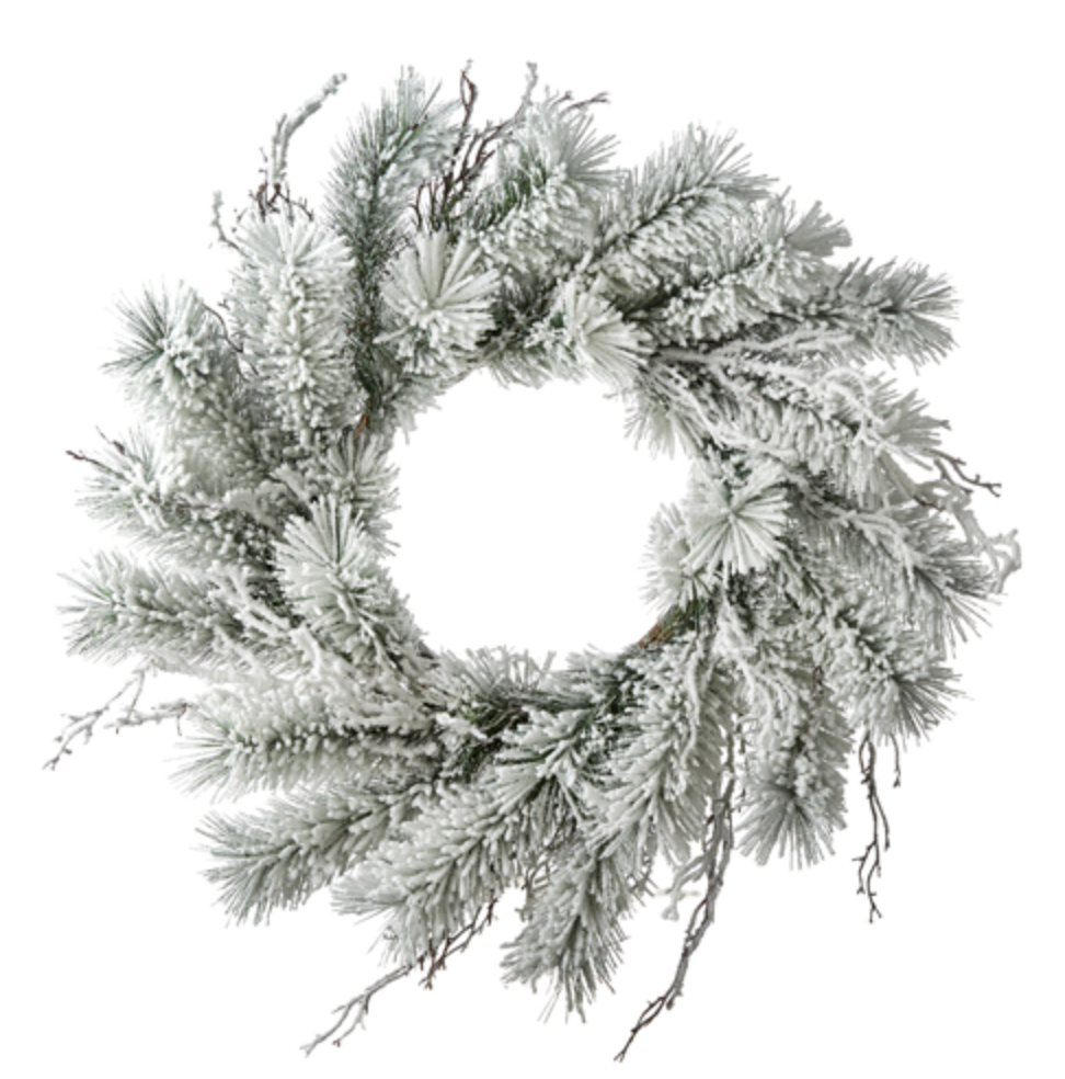 30" SNOWY PINE AND TWIG WREATH