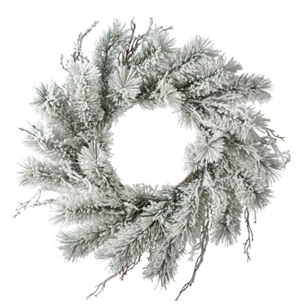 30" SNOWY PINE AND TWIG WREATH